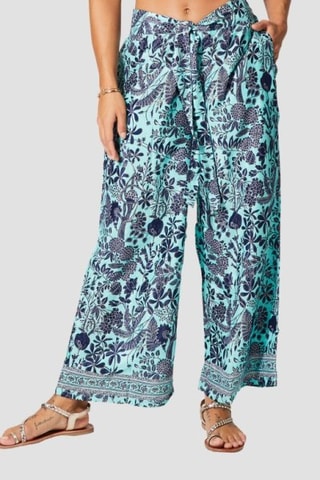 Broek Flare Cut - Goudkleurig en turquoise