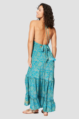 Lange Jurk - Turquoise en geel