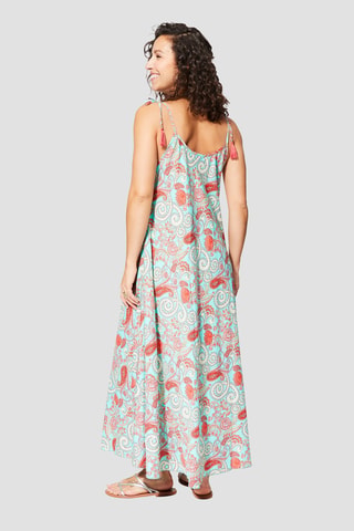 Lange Jurk - Turquoise en rood
