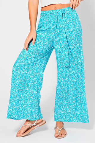 Palazzobroek - Turquoise en wit