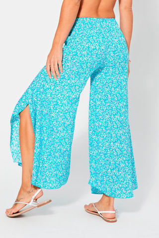 7/8 Broek Flare Cut - Turquoise en wit