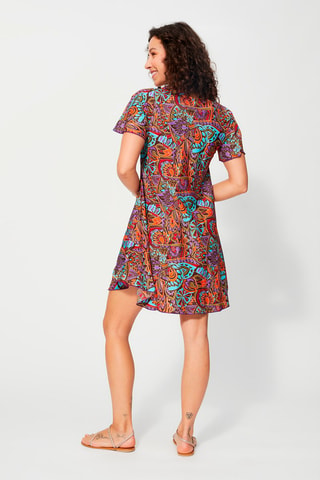 Trapezium Jurk - Bruin en blauw