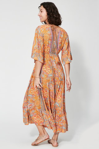 Lange Jurk - Oranje en blauw