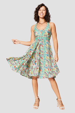 Jurk met Ruches - Beige en multicolor