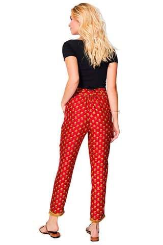 7/8 Broek Hoge Taille - Geel en rood