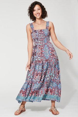 Lange Jurk - Blauw en rood