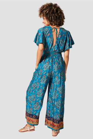 Jumpsuit - Goudkleurig en blauw