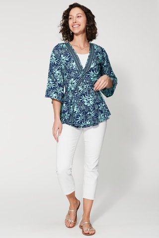Kimono - Marineblauw en turquoise
