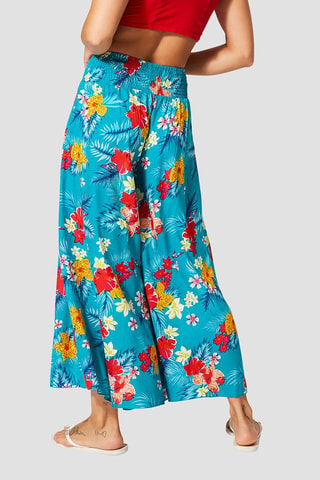 Palazzobroek - Turquoise en roze