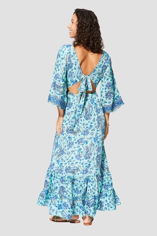 Lange Jurk - Blauw en wit