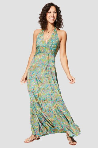 Lange Jurk - Groen en turquoise