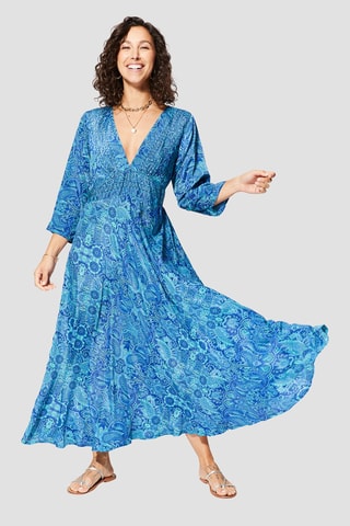 Lange Jurk - Blauw en turquoise