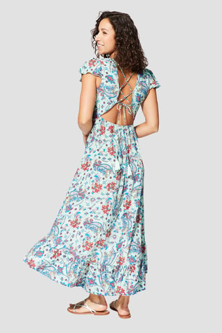 Lange Jurk - Blauw en roze