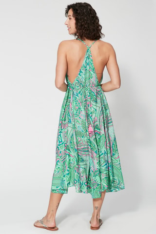 Midi-jurk - Groen en roze