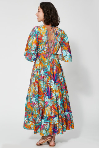 Lange Jurk - Oranje en turquoise