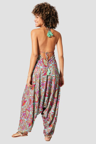 Jumpsuit - Goudkleurig en turquoise