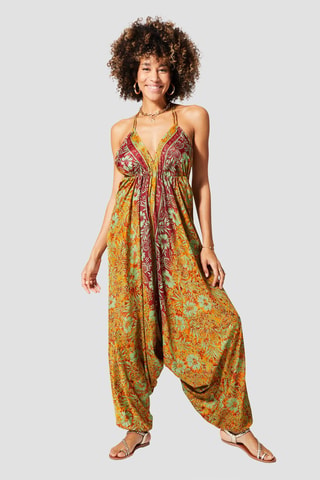 Jumpsuit - Goudkleurig en oranje