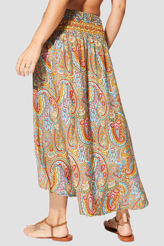Jupe longue - Beige et multicolore