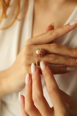 Anillo - Perla cultivada y cuarzo