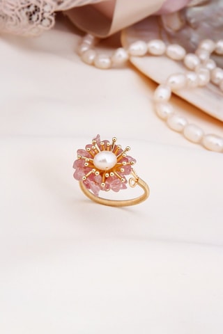 Anillo - Perla cultivada y cuarzo