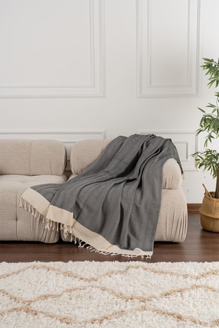 Colcha de sofá Baliksirti - Antracita y beige
