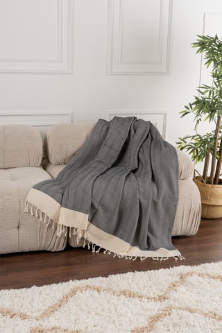 Colcha de sofá Baliksirti - Antracita y beige