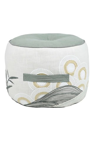 Puf Yuki - Blanco y verde - 40 x 30 cm