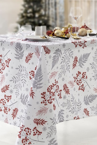 Mantel Douceur hivernale - Blanco y rojo