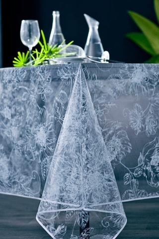 Mantel Peonia - Transparente y blanco