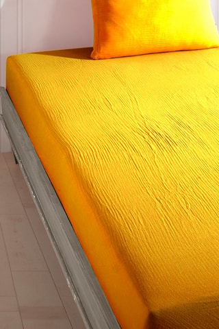 Sábana bajera de gasa de algodón - Amarillo