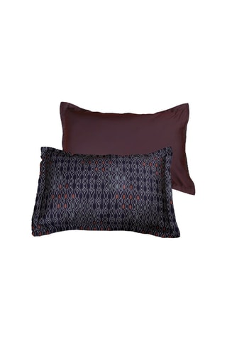 2 fundas de almohada de satén de algodón 80 hilos/cm² Majeur - Azul marino y ciruela
