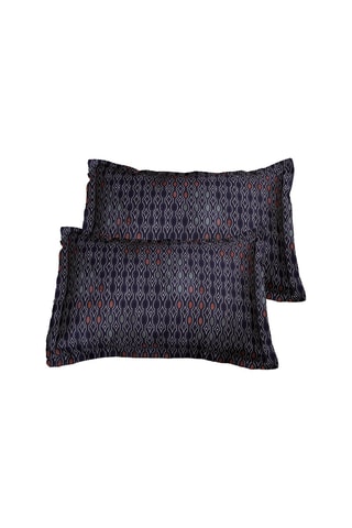 2 fundas de almohada de satén de algodón 80 hilos/cm² Majeur - Azul marino y ciruela