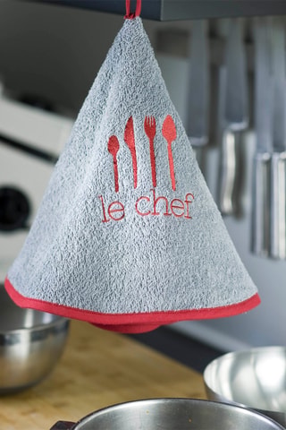 2 paños Le Chef - Gris y rojo