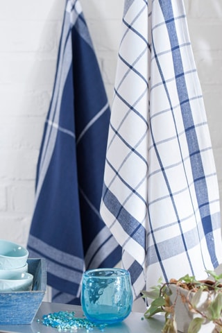 6 paños - Azul marino y blanco