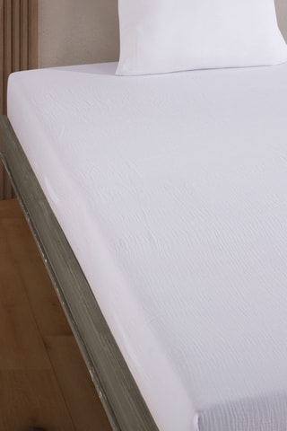 Sábana bajera de gasa de algodón - Blanco