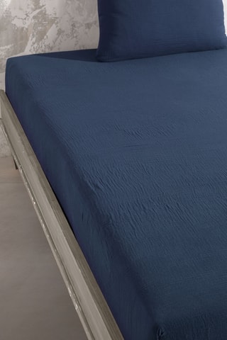 Sábana bajera de gasa de algodón - Azul marino