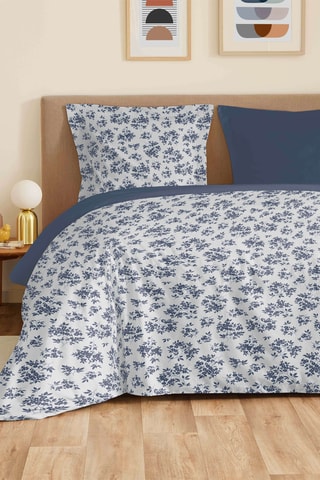 Juego de sábanas reversibles 57 hilos/cm²- Azul marino