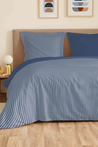 Juego de sábanas reversibles 57 hilos/cm²- Azul marino