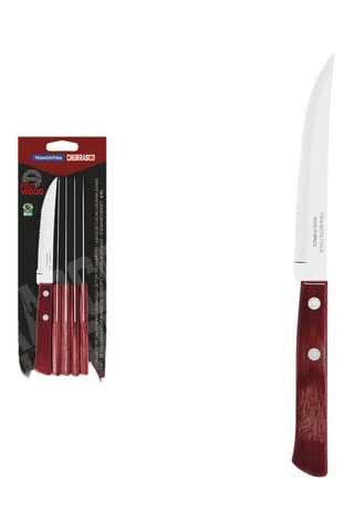 6 cuchillos chuleteros de acero inoxidable y madera Jumbo