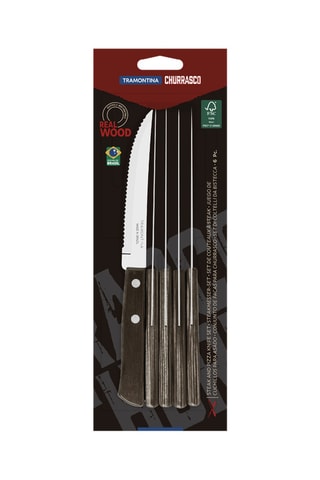 6 cuchillos chuleteros de acero inoxidable y madera Jumbo