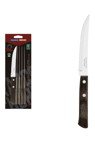 6 cuchillos chuleteros de acero inoxidable y madera Jumbo
