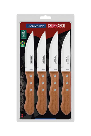 4 cuchillos chuleteros de acero inoxidable y madera Dynamic