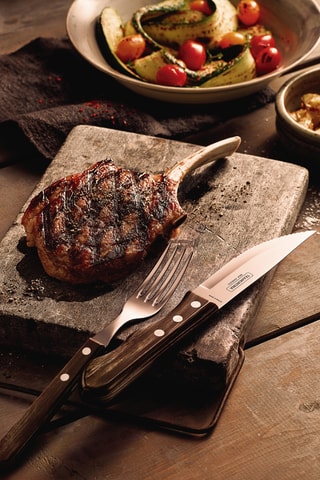 Cubiertos para carne de acero inoxidable y madera Jumbo - 4 piezas