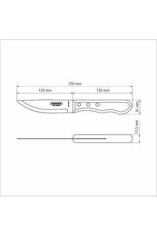 4 cuchillos chuleteros de acero inoxidable y madera Jumbo - 25 cm