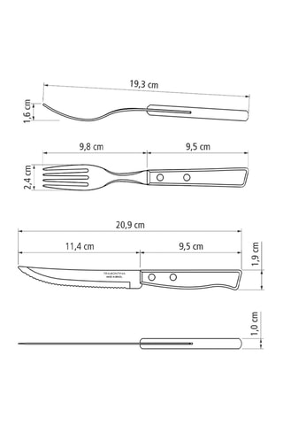 Cubiertos para carne de acero Tradicional - 12 piezas