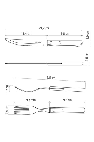 Cubiertos para carne de acero inoxidable y madera - 12 piezas