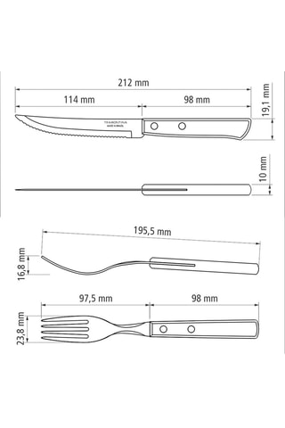 Cubiertos para carne de acero inoxidable y madera - 12 piezas