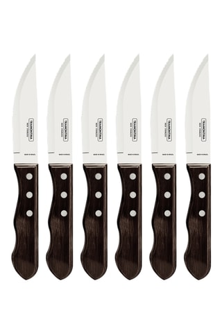 Cubiertos para carne de acero inoxidable y madera Jumbo - 6 piezas