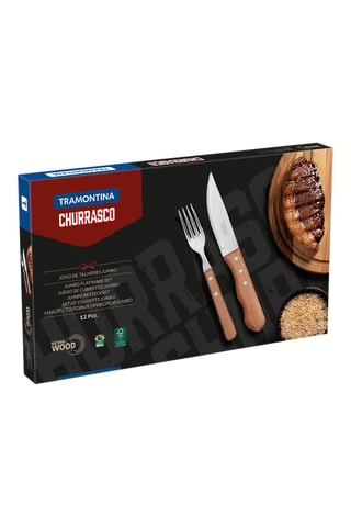 Cubiertos para carne de acero inoxidable y madera Dynamic - 12 piezas