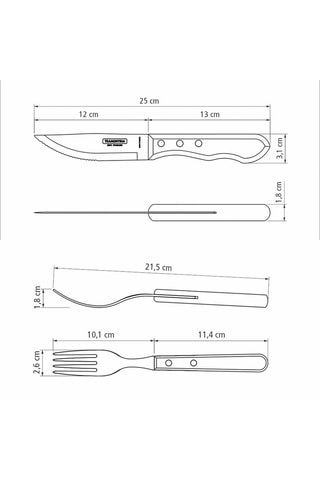 Cubiertos para carne de acero inoxidable y madera Jumbo - 12 piezas